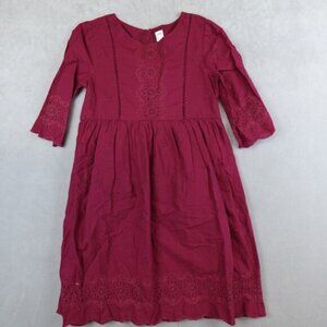 Gap Kids Embroidered Dress Eyelet Boho Peasant Burgundy Girls Size Large 10/11